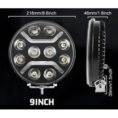 Proiector LED 9 inch Rotund 120W de 24000LM Alba + Galbena Pozitie si Stroboscop 12 24V
