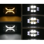 Proiector LED 9 inch dreptunghiular de 180W cu 25000LM cu lupa pozitie alba si galbena dinamica 12 24V