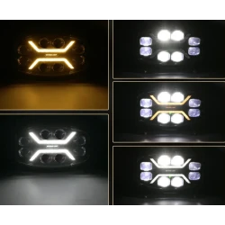Proiector LED 9 inch dreptunghiular de 180W cu 25000LM cu lupa pozitie alba si galbena dinamica 12 24V