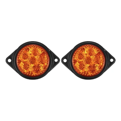 Set 2 mini Lampi LED Laterale Portocalii 12V 24V pentru camion remorca rulota si utilaje semnalizare si Gabarit