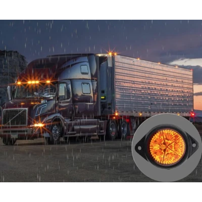 Set 2 mini Lampi LED Laterale Portocalii 12V 24V pentru camion remorca rulota si utilaje semnalizare si Gabarit