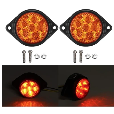 Set 2 mini Lampi LED Laterale Portocalii 12V 24V pentru camion remorca rulota si utilaje semnalizare si Gabarit