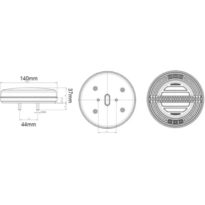 Lampa auto spate LED 12 24V pozitie efect neon 140mm semnalizare dinamica pozitie STOP rosu / galben