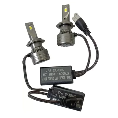 Set 2 Becuri LED H7 V68 180W 16000LM Canbus 6000K 12V Alb Rece