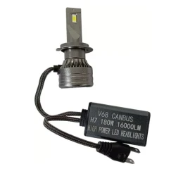 Set 2 Becuri LED H7 V68 180W 16000LM Canbus 6000K 12V Alb Rece