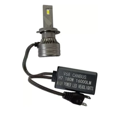 Set 2 Becuri LED H7 V68 180W 16000LM Canbus 6000K 12V Alb Rece