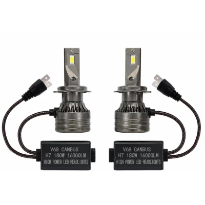 Set 2 Becuri LED H7 V68 180W 16000LM Canbus 6000K 12V Alb Rece