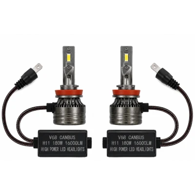 Set 2 Becuri LED H11 V68 180W 16000LM Canbus 6000K 12V Alb Rece