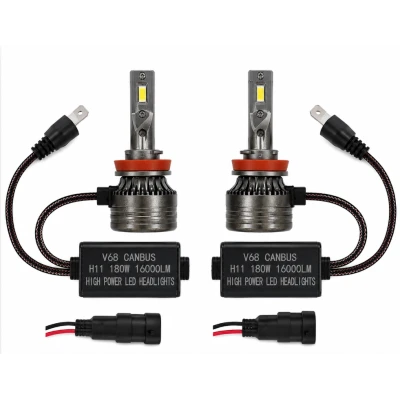 Set 2 Becuri LED H11 V68 180W 16000LM Canbus 6000K 12V Alb Rece