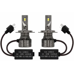 Set 2 Becuri LED H4 V68 180W 16000LM Canbus 6000K 12V Alb Rece
