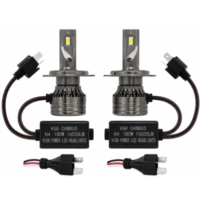 Set 2 Becuri LED H4 V68 180W 16000LM Canbus 6000K 12V Alb Rece