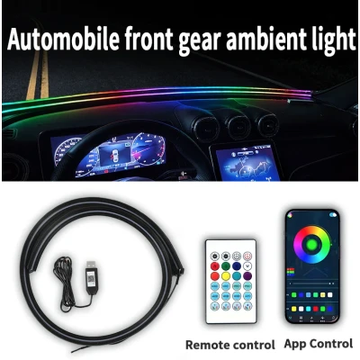 Banda LED RGB Ambientala pentru Parbriz Auto 1.5M Control APP / Telecomanda / Buton Alimentare USB 5V