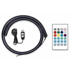 Banda LED RGB Ambientala pentru Parbriz Auto 1.5M Control APP / Telecomanda / Buton Alimentare USB 5V
