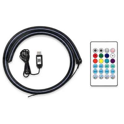 Banda LED RGB Ambientala pentru Parbriz Auto 1.5M Control APP / Telecomanda / Buton Alimentare USB 5V
