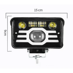 Proiector led auto dreptunghiular 4 INCH bicolor alb si galben pozitii si lupe 132W
