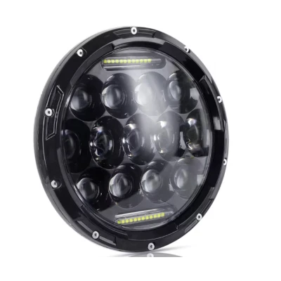 LED Far Universal 7 inch 18 cm 13 LED 12V 24V faruri scurte/lungi cu lumini de zi DRL alb 4000lm pentru ATV jeep, motocicleta camion etc