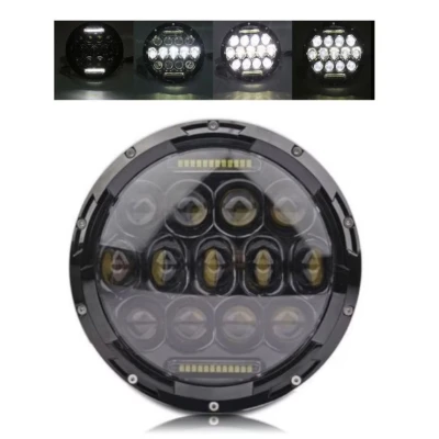 LED Far Universal 7 inch 18 cm 13 LED 12V 24V faruri scurte/lungi cu lumini de zi DRL alb 4000lm pentru ATV jeep, motocicleta camion etc