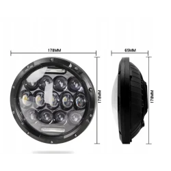 LED Far Universal 7 inch 18 cm 13 LED 12V 24V faruri scurte/lungi cu lumini de zi DRL alb 4000lm pentru ATV jeep, motocicleta camion etc