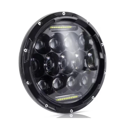 LED Far Universal 7 inch 18 cm 13 LED 12V 24V faruri scurte/lungi cu lumini de zi DRL alb 4000lm pentru ATV jeep, motocicleta camion etc