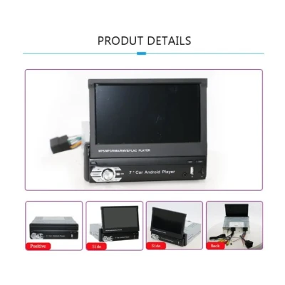 MP5 Navigatie Universala Android 7 inch Ecran Retractabil 1080P touchScreen bluetooth USB Card Aux Radio Comenzi Volan