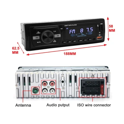 Radio Auto 1 DIN Bluetooth MP3 Player USB TF Card AUX FM Stereo Telecomanda si incarcare USB
