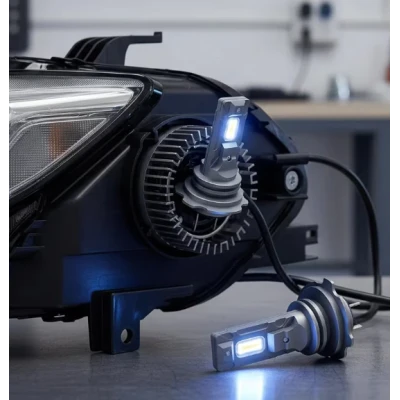 Set 2 becuri auto LED W H7 de 120W cu 15000Lm 12V 6000K lumina alb rece