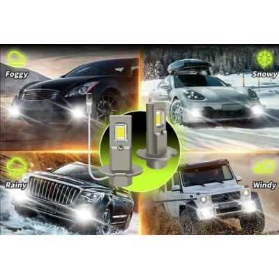 Set 2 becuri auto LED W H3 de 120W cu 15000Lm 12V 6000K lumina alb rece