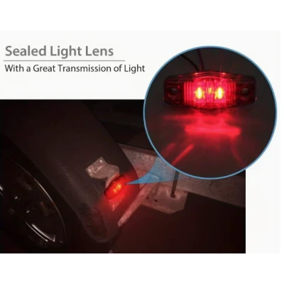 Set 2 Mini Lampi LED de gabarit Laterale ROSII 12V/24V Carcasa Transparenta