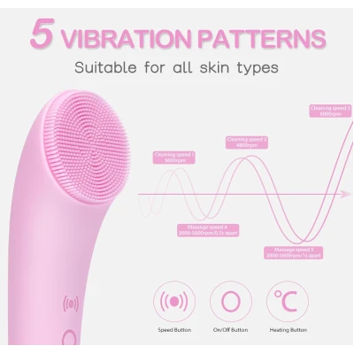 Aparat de ingrijire faciala tehnologie Microvibratie silicon hipoalergenic 8000 pulsatii pe minut