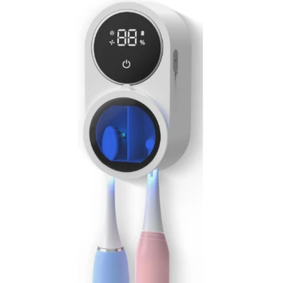 Sterilizator UV portabil pentru 2 periute de dinti tip suport periute Inteligent Senzor Deschidere Inchidere automata