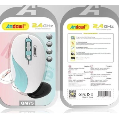 Mouse wireless QM75 cu receptor USB design ergonomic pentru computere de birou
