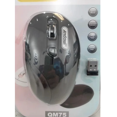 Mouse wireless QM75 cu receptor USB design ergonomic pentru computere de birou