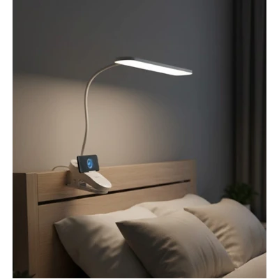 Lampa de noapte brat flexibil prindere clema cu incarcare wireless
