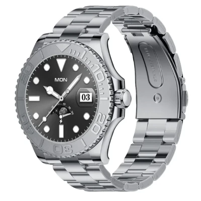 Ceas Smartwatch AW46 Premium apeluri si notificari curea Metalica monitorizare activitati fizice Argintiu