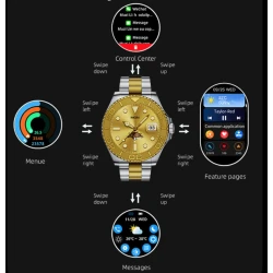 Ceas Smartwatch AW46 Premium apeluri si notificari curea Metalica monitorizare activitati fizice Argintiu