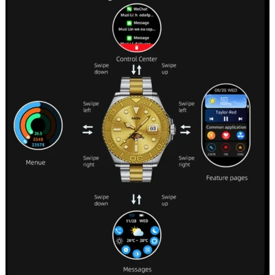 Ceas Smartwatch AW46 Premium apeluri si notificari curea Metalica monitorizare activitati fizice Argintiu