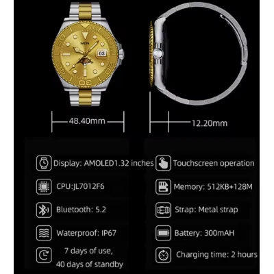 Ceas Smartwatch AW46 Premium apeluri si notificari curea Metalica monitorizare activitati fizice Argintiu