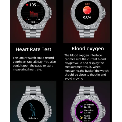 Ceas Smartwatch AW46 Premium apeluri si notificari curea Metalica monitorizare activitati fizice Argintiu