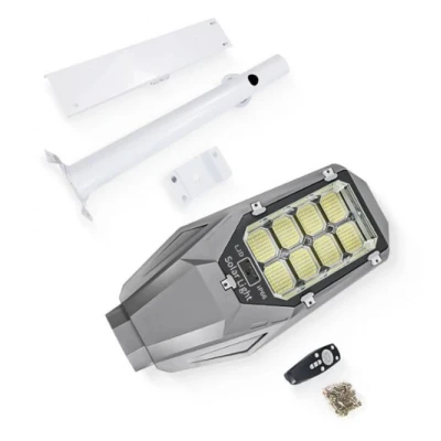 Lampa solara stradala putere 600W cu 8 casete negru gri cu telecomanda