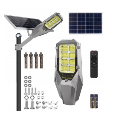 Lampa solara stradala putere 600W cu 8 casete negru gri cu telecomanda