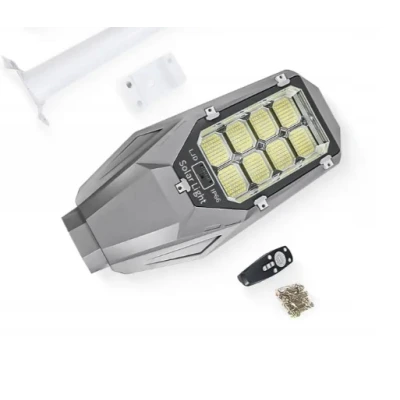 Lampa solara stradala putere 600W cu 8 casete negru gri cu telecomanda