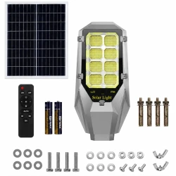 Lampa solara stradala putere 600W cu 8 casete negru gri cu telecomanda
