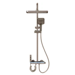 Set coloana de dus Aquatoria Mona C86 cu 4 moduri pulverizare termostat, LED Display fara Conectare Electrica Inox / Alama Gun Gray 81 16