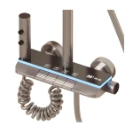 Set coloana de dus Aquatoria Mona C86 cu 4 moduri pulverizare termostat, LED Display fara Conectare Electrica Inox / Alama Gun Gray 81 16