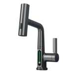 Baterie baie/bucatarie cu display temperatura curgere tip cascada jet sau spray dus extractibil