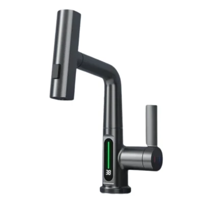 Baterie baie/bucatarie cu display temperatura curgere tip cascada jet sau spray dus extractibil