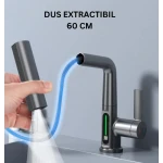 Baterie baie/bucatarie cu display temperatura curgere tip cascada jet sau spray dus extractibil