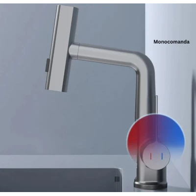Baterie baie/bucatarie cu display temperatura curgere tip cascada jet sau spray dus extractibil