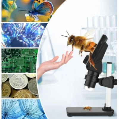 Microscop digital LCD 4.3 inch HD 8MP zoom 1 la 1000X cu 8 LED baterie reincarcabila
