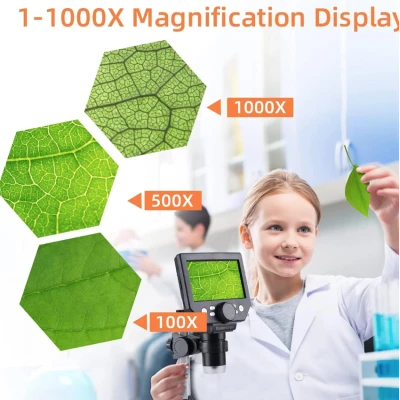 Microscop digital LCD 4.3 inch HD 8MP zoom 1 la 1000X cu 8 LED baterie reincarcabila